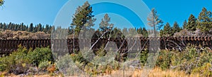 Panoramic view wooden flume near Farad California in summer