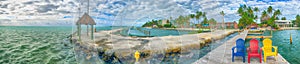 Panoramic view of wooden jetty in Islamorada - Florida photo