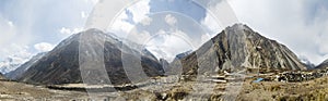 Panorama from Yak Kharka village of surrounding mountains  Annapurna Circuit  Nepal photo