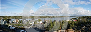 Panoramic view of Yellowknife in the Northwest Territories, Canada, in summer