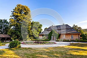 Panoramic view of Zeromszczyzna - park and historic museum manor house of Stefan Zeromski polish literate, poet and writer in photo