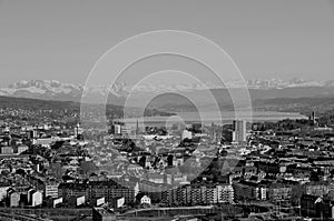 Panoramic view of ZÃ¼rich-City from Switzerlands second highest skyscraper