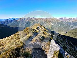 Panoramic viewpoint on kepler track new zealand