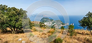 Panoramic views of Capri and a Bay of Naples