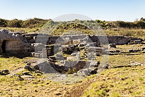 Panoramic Views of The Central Area in The Archaeologic Zone of Akrai in Palazzolo Acreide, Sicily.