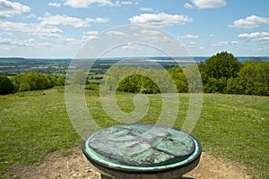 Panoramic views over the Severn Vale from The Cotswold Way long distance footpath