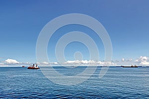 Panoramic views of the roadstead and transshipment area of the Port of Muara Pantai, Indonesia, January,2021