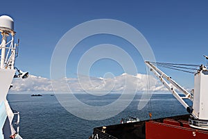 Panoramic views of the roadstead and transshipment area of the Port of Muara Pantai, Indonesia, January,2021