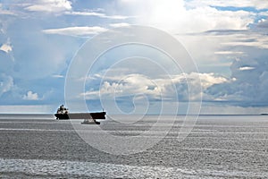 Panoramic views of the roadstead and transshipment area of the Port of Muara Pantai, Indonesia, January,2021