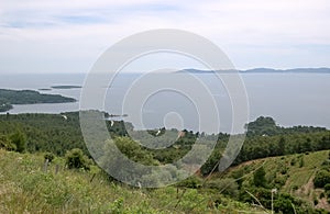 Panoramic views of the sea coast of the Greek peninsula Sithonia, Halkidiki.