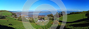 Solway Firth Landscape Panorama with Sandyhills Beach from Barnhourie Burn, Dumfries and Galloway, Scotland, Great Britain photo