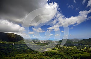 Panoramic Vista from the Pali Lookout in Oahu, Hawaii