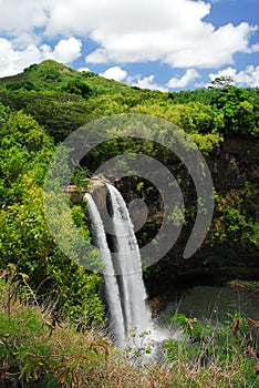 Panoramic waterfall in Hawaii