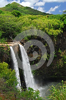 Panoramic waterfall in Hawaii
