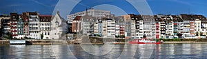 Panoramic of waterfront houses, Basel, Switzerland