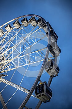 The panoramic wheel of the Victoria and Alfred Waterfront at sunset in Cape Town, South africa