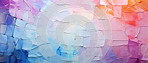 A panoramic white and colorful abstract grunge glass square mosaic tile mirror wall texture background banner, Ai Generated