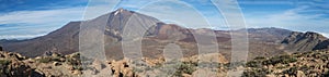 Panoramic wide close up view on colorful volcano pico del teide highest spanish mountain in Tenerife Canary island from