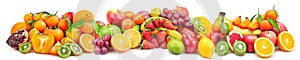 Panoramic wide photo of fresh fruit for skinali isolated on whit
