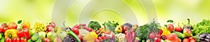 Panoramic wide photo healthy and useful vegetables and fruits is photo