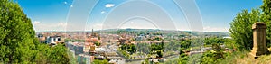 Panoramic wide view from above of historic center and central pa