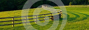 Panoramic Winding Fence In Farm Fields