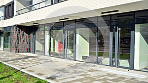 Panoramic windows of new commercial premises.