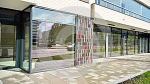 Panoramic windows of new commercial premises.