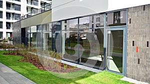 Panoramic windows of new commercial premises.