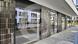 Panoramic windows of new commercial premises.