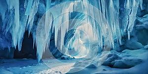 Panoramic Winter Beauty in Frozen Ice Cave
