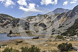 Panoramic of Banderitsa Fish lake, Pirin Mountain, Bulgaria