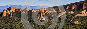 Panoramica de Las MÃÂ©dulas, collapsed mountains in the old Roman gold mine. El Bierzo photo