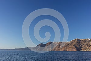 Panoramica of fira, santorini view of the sea photo