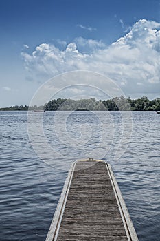 Panoramica of the Rio Zaire in Soyo with pontoon for boats. Angola photo