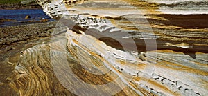 Panoramical portrait of sandstone layers