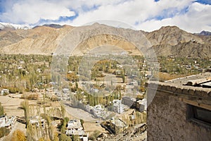 panoramical view of the city of Leh, capital of the reign of Ladakh in the Indian Himalayas