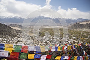 panoramical view of the city of Leh, capital of the reign of Ladakh in the Indian Himalayas