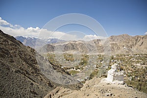 panoramical view of the city of Leh, capital of the reign of Ladakh in the Indian Himalayas