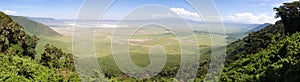 Panoramiv view of volcanic crater of Ngorongoro, Tanzania, Africa. photo