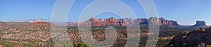 Panorma view from peak over arizona red dry desert landscape