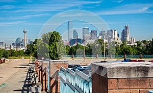 Panormaic Dallas Texas downtown Metropolis Skyline Cityscape with Reunion Tower and Entire City in view photo