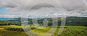 Panormaic mountain views of forest park in Ireland