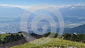 Panormaic view of Innsbruck from the mountain hike trail photo