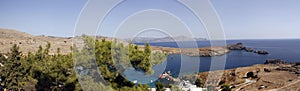 Panormama view on bay in lindos