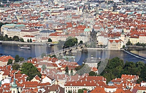 Panormamic view of Prague city in Central Europe