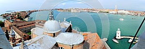 Panormic Aerial view on Grand Canal from San Giorgio Maggiore bell tower in Venice