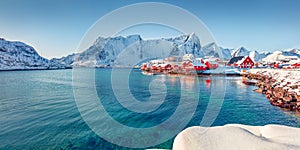 Panormic winter view of popular tourist destination - Lofoten Islands