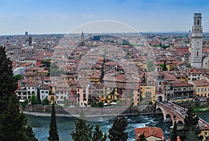 Panoromic view over Verona, Italy photo