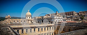 Italy, Sicily, Syracuse Province, Val di Noto, Noto, Noto Cathedral in the evening photo